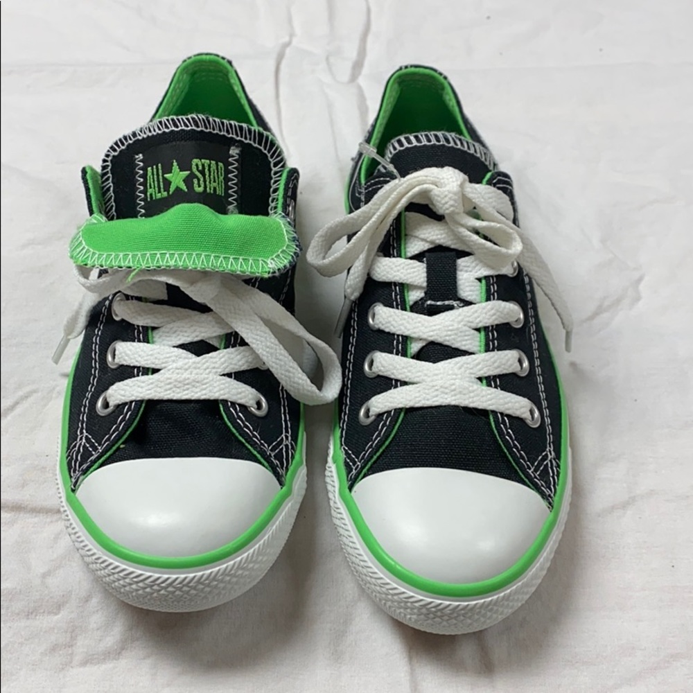 Converse, Double Tonge Low Tops Black/Green